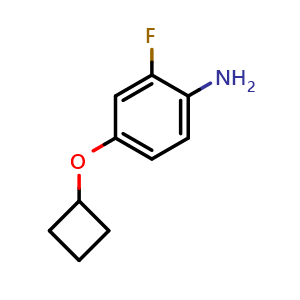 Chemical structure of 4-Cyclobutoxy-2-fluoro-phenylamine , CAS 1823933-17-0, AChemBlock H-8065