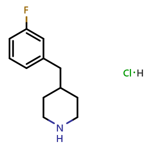 Chemical structure of 4-(3-Fluoro-benzyl)-piperidine hydrochloride , CAS 193357-21-0, AChemBlock H-8067