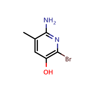 Chemical structure of 6-Amino-2-bromo-5-methylpyridin-3-ol , CAS 1187930-22-8, AChemBlock H-8083