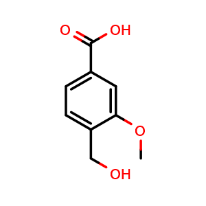 Chemical structure of 4-(Hydroxymethyl)-3-methoxybenzoic acid , CAS 955117-56-3, AChemBlock H-8084