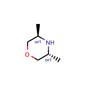 Chemical structure of trans-3,5-Dimethyl-morpholine , CAS 67804-26-6, AChemBlock H-8097