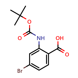 Chemical structure of 4-Bromo-2-([(tert-butoxy)carbonyl]amino)benzoic acid , CAS 1183031-46-0, AChemBlock H-8104