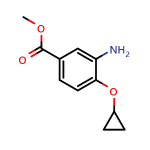 Chemical structure of Methyl 3-amino-4-cyclopropoxybenzoate , CAS 1395039-72-1, AChemBlock H-8129