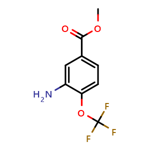 Chemical structure of Methyl 3-amino-4-(trifluoromethoxy)benzoate , CAS 721-09-5, AChemBlock H-8133