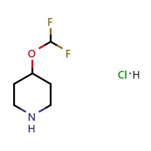 Chemical structure of 4-(Difluoromethoxy)piperidine hydrochloride , CAS 1630907-16-2, AChemBlock H-8138