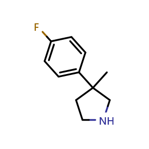 Chemical structure of 3-(4-Fluorophenyl)-3-methylpyrrolidine , CAS 1248610-21-0, AChemBlock H-8146