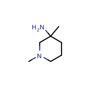 Chemical structure of 1,3-Dimethylpiperidin-3-amine , CAS 1236348-35-8, AChemBlock H-8147