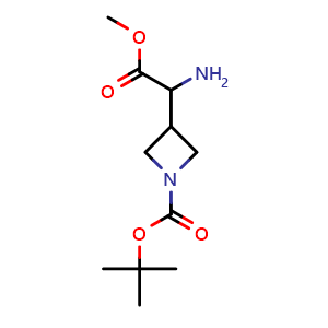 Chemical structure of tert-Butyl 3-(1-amino-2-methoxy-2-oxoethyl)azetidine-1-carboxylate , CAS 1620451-38-8, AChemBlock H-8172