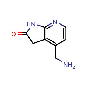 Chemical structure of 4-(Aminomethyl)-1,3-dihydro-2h-pyrrolo[2,3-b]pyridin-2-one , CAS 935466-94-7, AChemBlock H-8182