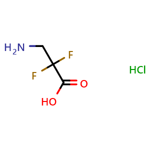 Chemical structure of 3-Amino-2,2-difluoropropanoic acid hydrochloride , CAS 1159825-06-5, AChemBlock H-8196