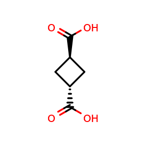 Chemical structure of trans-1,3-Cyclobutanedicarboxylic acid , CAS 7439-33-0, AChemBlock H-8212