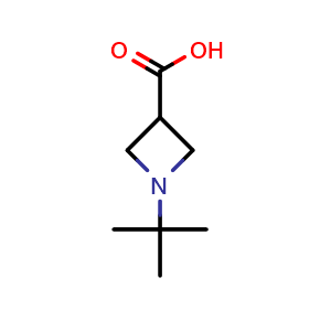 Chemical structure of 1-tert-Butylazetidine-3-carboxylic acid , CAS 17358-76-8, AChemBlock H-8218