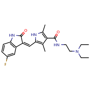 Chemical structure of Sunitinib , CAS 557795-19-4, AChemBlock H-8222