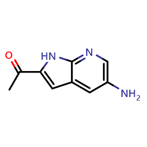 Chemical structure of 1-(5-Amino-1H-pyrrolo[2,3-b]pyridin-2-yl)-ethanone , CAS 1186502-34-0, AChemBlock H-8246