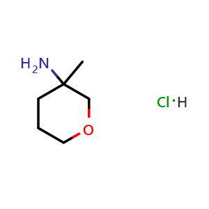 Chemical structure of 3-Methyloxan-3-amine hydrochloride , CAS 1432679-96-3, AChemBlock H-8277-1
