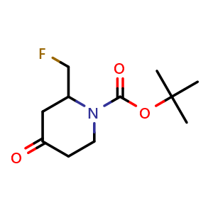 Chemical structure of tert-Butyl 2-(fluoromethyl)-4-oxopiperidine-1-carboxylate , CAS 1260674-52-9, AChemBlock H-8306
