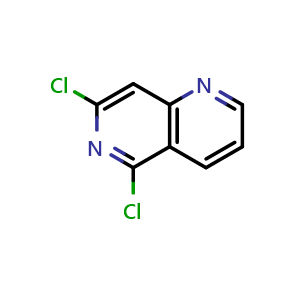 Chemical structure of 5,7-Dichloro-1,6-naphthyridine , CAS 337958-60-8, AChemBlock H-8316