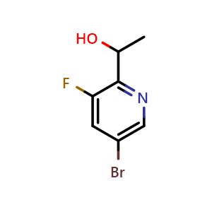 Chemical structure of 1-(5-Bromo-3-fluoropyridin-2-yl)ethan-1-ol , CAS 1799412-31-9, AChemBlock H-8321