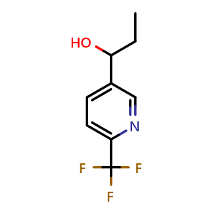 Chemical structure of 1-(6-(Trifluoromethyl)pyridine-3-yl)propan-1-ol , CAS 1415090-38-8, AChemBlock H-8324
