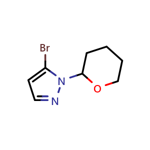 Chemical structure of 5-Bromo-1-(tetrahydro-2h-pyran-2-yl)-1H-pyrazole , CAS 1187582-58-6, AChemBlock H-8325