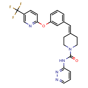Chemical structure of N-(pyridazin-3-yl)-4-(3-((5-(trifluoromethyl)pyridin-2-yl)oxy)benzylidene)piperidine-1-carboxamide , CAS 1020315-31-4, AChemBlock H-8352