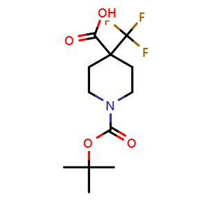Chemical structure of 4-Trifluoromethyl-piperidine-1,4-dicarboxylic acid mono-tert-butyl ester , CAS 495415-51-5, AChemBlock H-8372