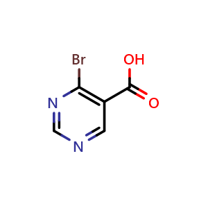 Chemical structure of 4-Bromo-5-pyrimidinecarboxylic acid , CAS 1522059-70-6, AChemBlock H-8378