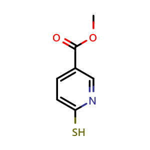 Chemical structure of 6-Mercapto-nicotinic acid methyl ester , CAS 74470-34-1, AChemBlock H-8392