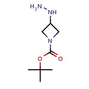 Chemical structure of tert-Butyl 3-hydrazinylazetidine-1-carboxylate , CAS 1235407-01-8, AChemBlock H-8393