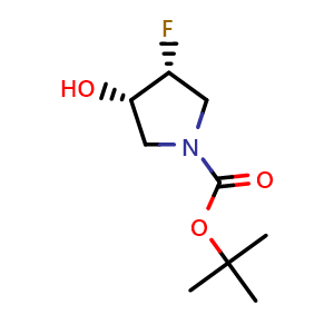 Chemical structure of tert-Butyl (3R,4S)-3-fluoro-4-hydroxypyrrolidine-1-carboxylate , CAS 1174020-49-5, AChemBlock H-8415