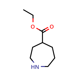Chemical structure of Ethyl azepane-4-carboxylate , CAS 145177-54-4, AChemBlock H-8417