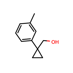 Chemical structure of [1-(3-Methylphenyl)cyclopropyl]methanol , CAS 886366-44-5, AChemBlock H-8432