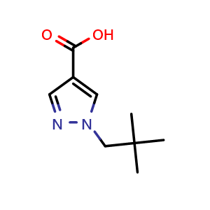 Chemical structure of 1-(2,2-Dimethyl-propyl)-1H-pyrazole-4-carboxylic acid , CAS 1403565-18-3, AChemBlock H-8570