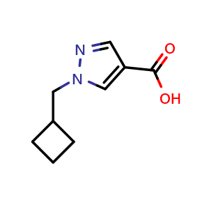 Chemical structure of 1-(Cyclobutylmethyl)-1H-pyrazole-4-carboxylic acid , CAS 1349718-93-9, AChemBlock H-8577