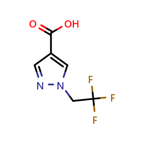 Chemical structure of 1-(2,2,2-Trifluoroethyl)-1H-pyrazole-4-carboxylic acid , CAS 288251-60-5, AChemBlock H-8583