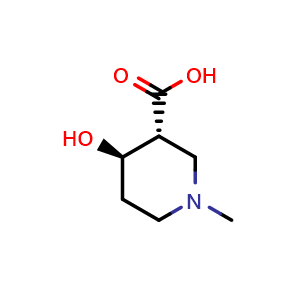 Chemical structure of Rac-(3R,4R)-4-hydroxy-1-methylpiperidine-3-carboxylic acid , CAS 716362-72-0, AChemBlock H-8591