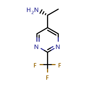 Chemical structure of (R)-1-(2-(Trifluoromethyl)pyrimidin-5-yl)ethanamine , CAS 1150263-75-4, AChemBlock H-8624