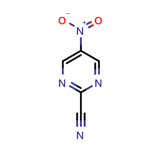 Chemical structure of 5-Nitropyrimidine-2-carbonitrile , CAS 1352139-23-1, AChemBlock H-8642