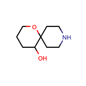Chemical structure of 1-Oxa-9-azaspiro[5.5]undecan-5-ol , CAS 174469-91-1, AChemBlock H-8644