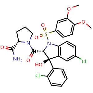 (2S)-1-[[(2R,3S)-5-Chloro-3-(2-chlorophenyl)-1-[(3,4-dimethoxyphenyl)sulfonyl]-2,3-dihydro-3-hydroxy-1H-indol-2-yl]carbonyl]-2-pyrrolidinecarboxamide
