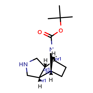 Chemical structure of tert-Butyl rel-(3aR,4S,7R,7aS)-octahydro-1H-4,7-epiminoisoindole-8-carboxylate , CAS 1820580-14-0, AChemBlock H-8683