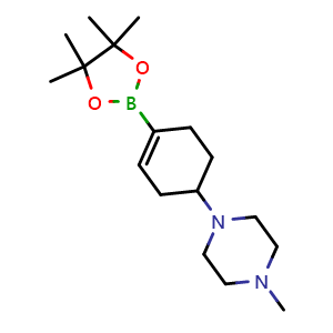 Chemical structure of 1-Methyl-4-(4-(4,4,5,5-tetramethyl-1,3,2-dioxaborolan-2-yl)cyclohex-3-enyl)piperazine , CAS 1046793-62-7, AChemBlock H-8694