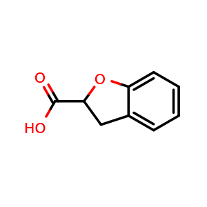 Chemical structure of 2,3-Dihydro-1-benzofuran-2-carboxylic acid , CAS 1914-60-9, AChemBlock H-8757