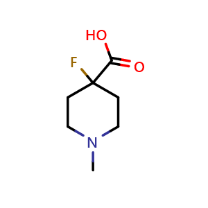 Chemical structure of 4-Fluoro-1-methylpiperidine-4-carboxylic acid , CAS 1353498-52-8, AChemBlock H-8762