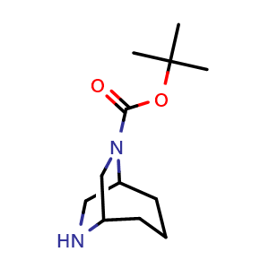 Chemical structure of tert-Butyl 6,8-diazabicyclo[3.2.2]nonane-6-carboxylate , CAS 1279814-99-1, AChemBlock H-8792