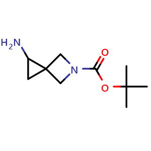 Chemical structure of tert-Butyl 1-amino-5-azaspiro[2.3]hexane-5-carboxylate , CAS 1547059-89-1, AChemBlock H-8807