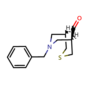 Chemical structure of 7-benzyl-3-thia-7-azabicyclo[3.3.1]nonan-9-one , CAS 89398-04-9, AChemBlock H-8813