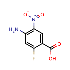 Chemical structure of 4-Amino-2-fluoro-5-nitro-benzoic acid , CAS 807327-07-7, AChemBlock H-8818