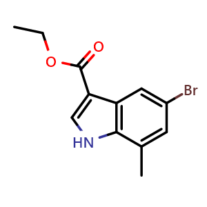 Chemical structure of Ethyl 5-bromo-7-methyl-1H-indole-3-carboxylate , CAS 2092269-12-8, AChemBlock H-8833