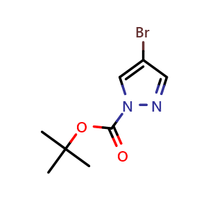 Chemical structure of Tert-butyl 4-bromo-1H-pyrazole-1-carboxylate , CAS 1150271-23-0, AChemBlock H-8850